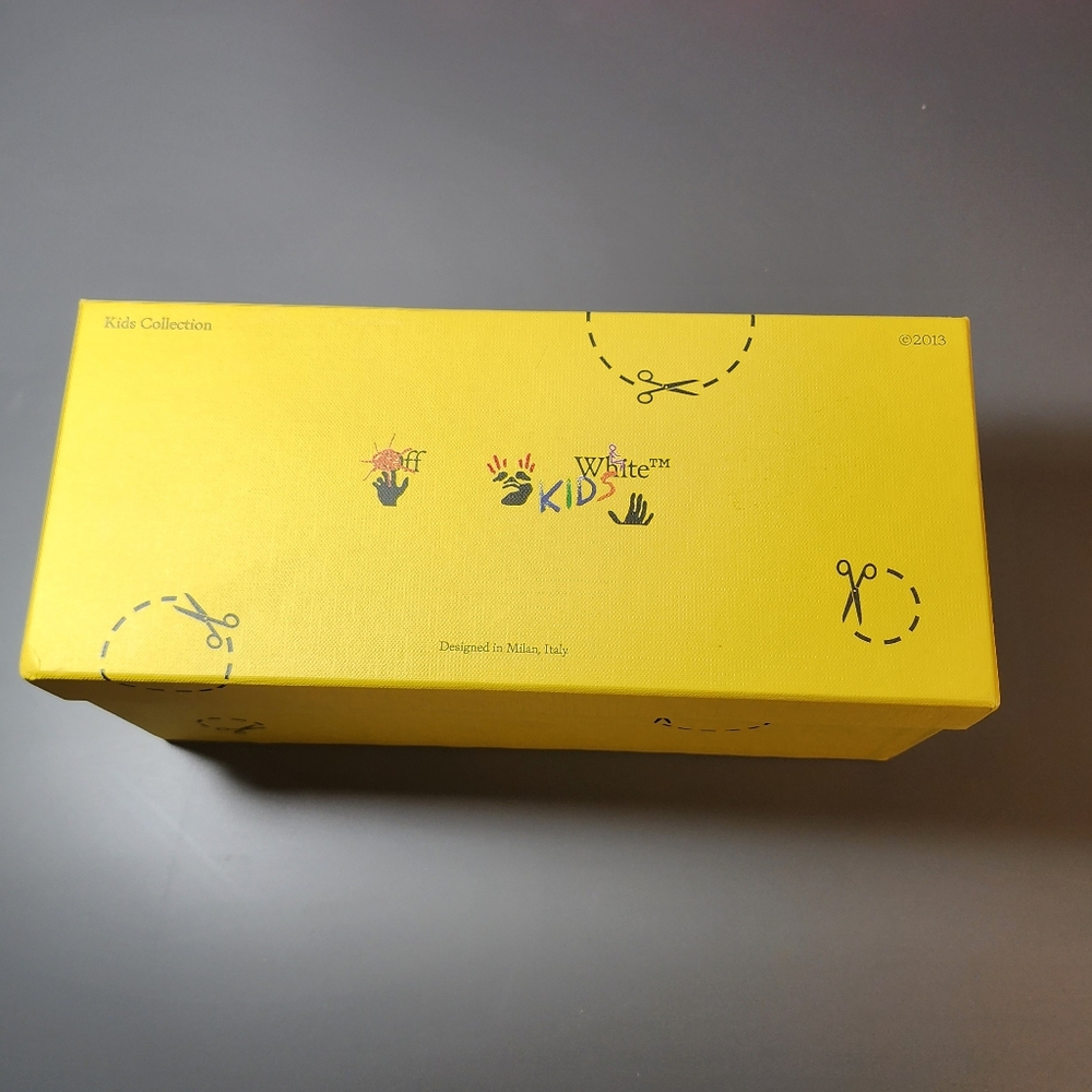 Off-White Kids Pool Slide Fuchsia Yellow Script Logo - Picture 2 of 12